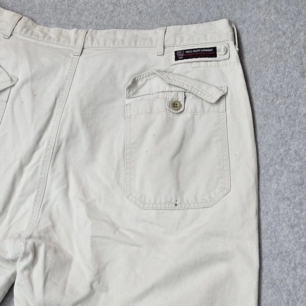 Polo Jeans Company Ralph Lauren Men Shorts 38 Beige Cargo Twill Field Y2K READ